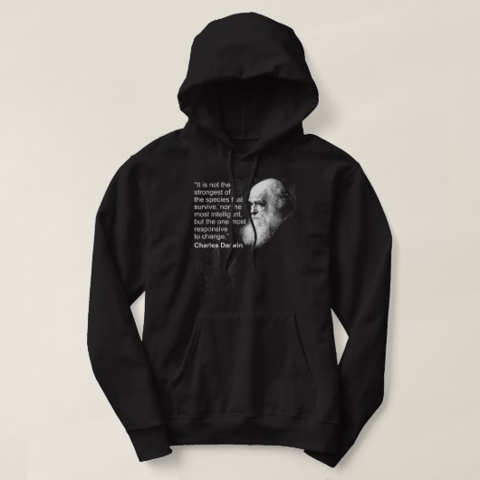 Charles Darwin Portrait citeert Evolution Atheist  Hoodie (Design voorkant)
