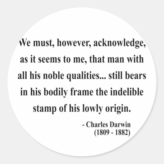 Charles Darwin Quote 1a Ronde Sticker (Voorkant)