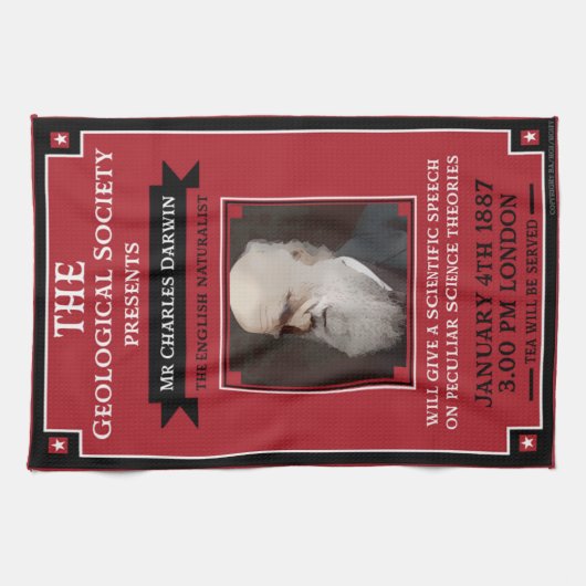 Charles Darwin Repro Retro Theedoek (Horizontaal)