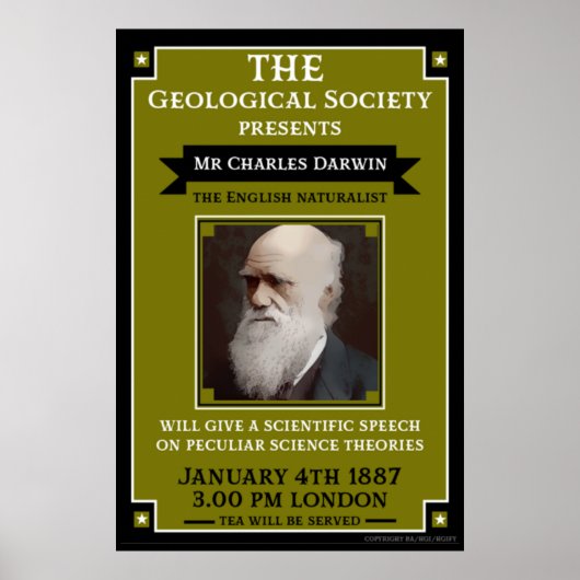 Charles Darwin Repro Retro Wall Art Poster (Voorkant)