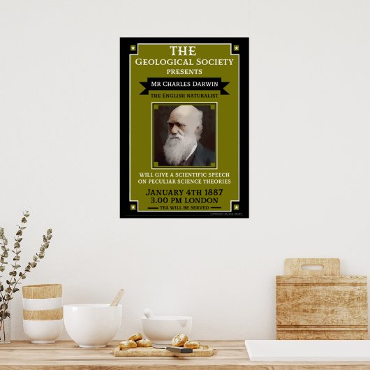 Charles Darwin  Repro Retro Wall Art Poster (Keuken)