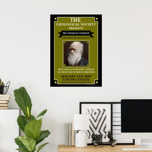 Charles Darwin  Repro Retro Wall Art Poster (Thuiskantoor)