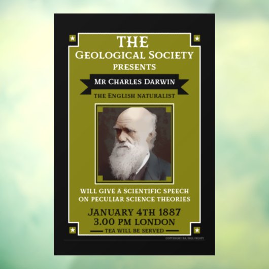 Charles Darwin  Repro Retro Wall Art Raamsticker (Vel 3)