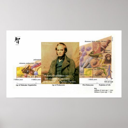 Charles Darwin "Vrienden" Wijsheid Quote Poster (Voorkant)