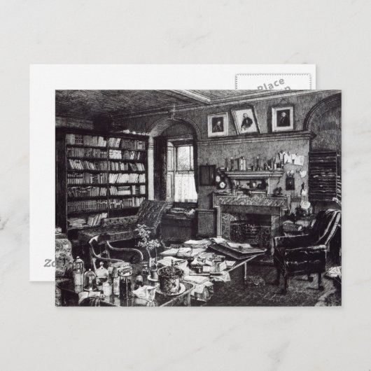 Charles Darwin's studie in Down House, 1882 Briefkaart (Voorkant / Achterkant)