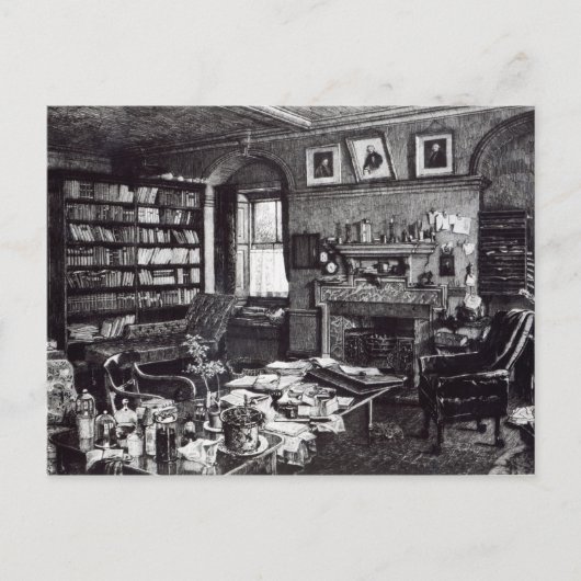 Charles Darwin's studie in Down House, 1882 Briefkaart (Voorkant)