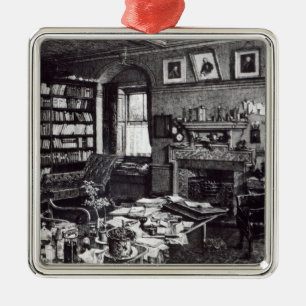 Charles Darwin's studie in Down House, 1882 Metalen Ornament