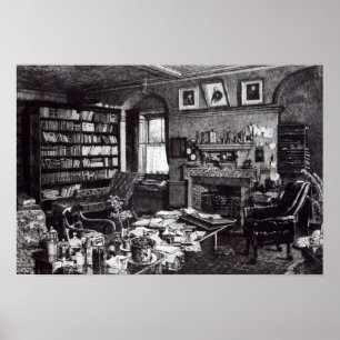 Charles Darwin's studie in Down House, 1882 Poster