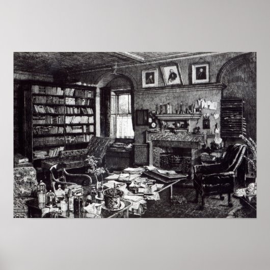 Charles Darwin's studie in Down House, 1882 Poster (Voorkant)