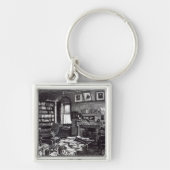 Charles Darwin's studie in Down House, 1882 Sleutelhanger (Voorkant)