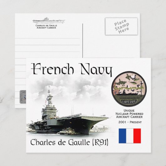 Charles de Gaulle (R91), Franse Vliegtuig Carrier Briefkaart (Voorkant / Achterkant)