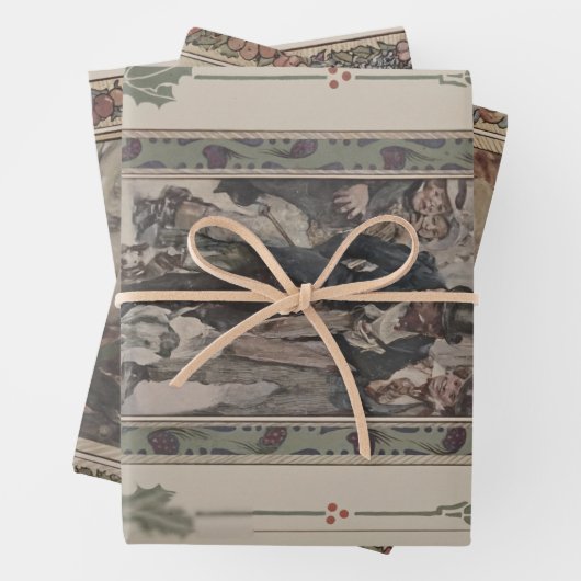 Charles Dickens' A Christmas Carol 1914 Gift Wrap  Inpakpapier Vel (In situ)