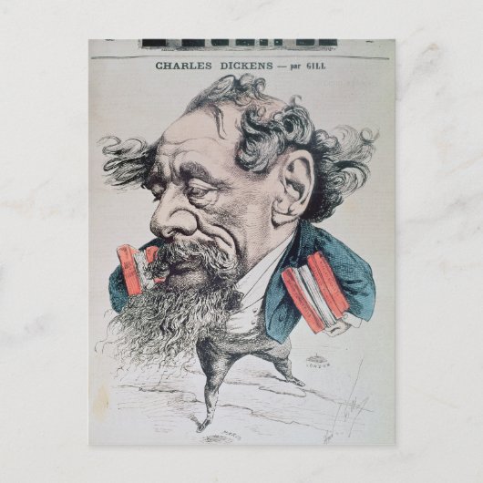 Charles Dickens astride over het Kanaal Briefkaart (Voorkant)