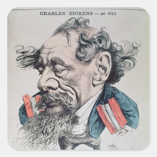 Charles Dickens astride over het Kanaal Vierkante Sticker (Voorkant)