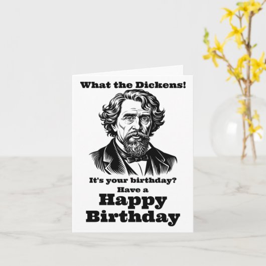 Charles Dickens Birthday Kaart (Gele Bloem)