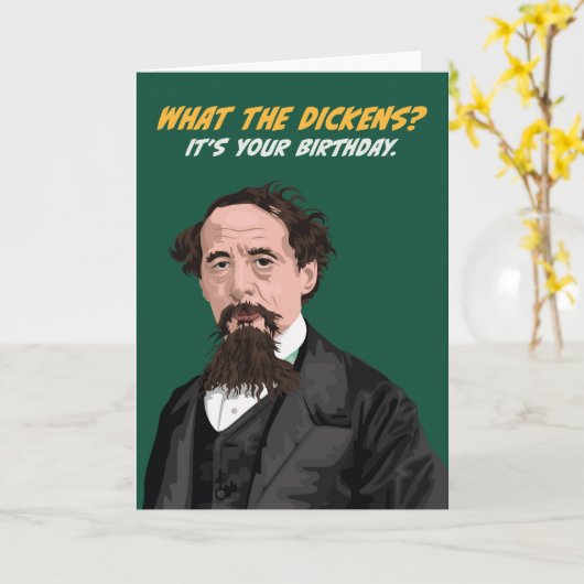 Charles Dickens Birthday Kaart (Gele Bloem)
