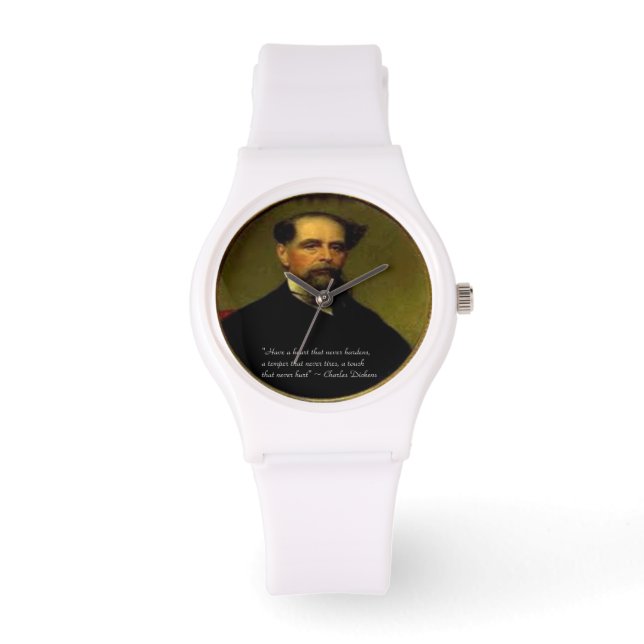 Charles Dickens Dames Witte Siliconen Horloge (Voorkant)
