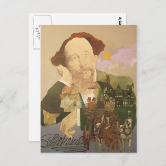 Charles Dickens, Engelse auteur Briefkaart (Voorkant / Achterkant)