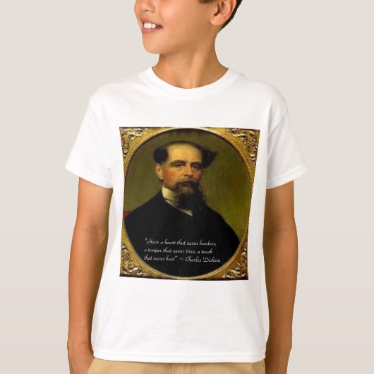 Charles Dickens & Hartverwarmende quote T-shirt (Voorkant)