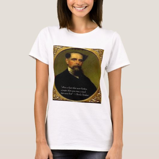 Charles Dickens & Hartverwarmende quote T-shirt (Voorkant)