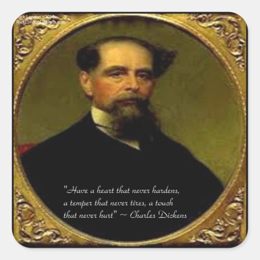 Charles Dickens & Hartverwarmende quote Vierkante Sticker (Voorkant)