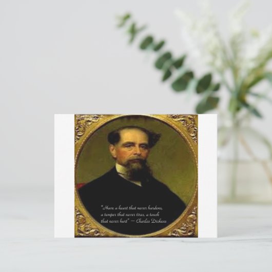 Charles Dickens & Heartfelt Quote Briefkaart (Staand voorkant)
