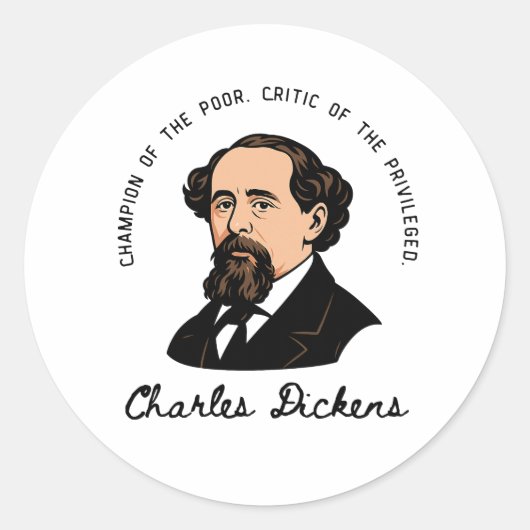 Charles Dickens - Kampioen van de armen Ronde Sticker (Voorkant)