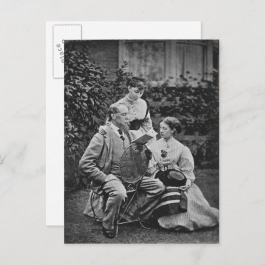 Charles Dickens met twee dochters Briefkaart (Voorkant / Achterkant)