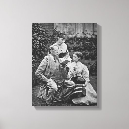 Charles Dickens met twee dochters Canvas Afdruk (Voorkant)