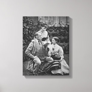 Charles Dickens met twee van zijn dochters Canvas Afdruk