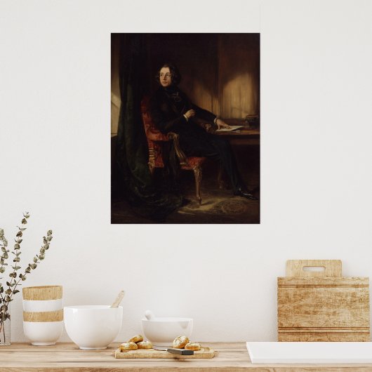Charles Dickens Portrait by Daniel Maclise Poster (Keuken)