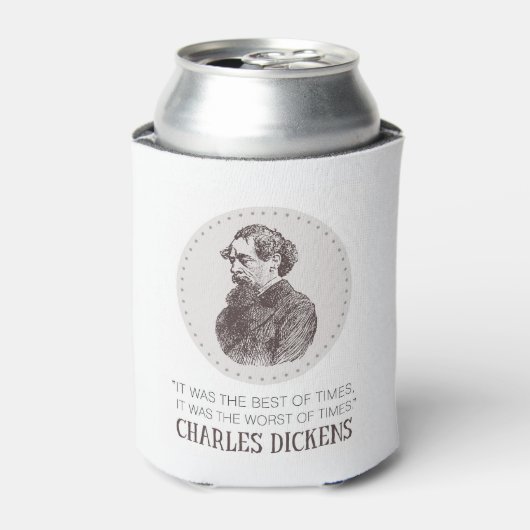 Charles Dickens Portrait en Quote Blikjeskoeler (Blikje Voorkant)