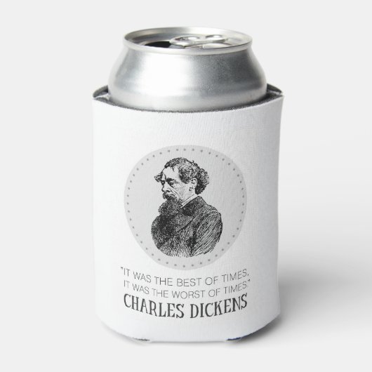 Charles Dickens Portrait en Quote Blikjeskoeler (Blikje Voorkant)