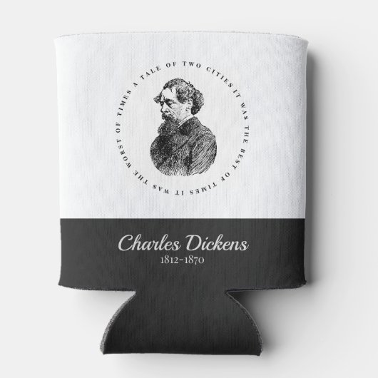 Charles Dickens Portrait en Quote Blikjeskoeler (Achterkant)