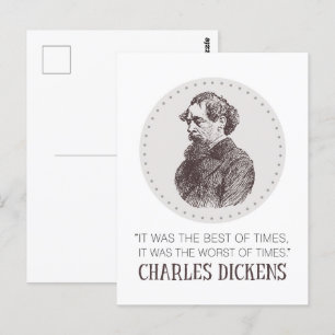 Charles Dickens Portrait en Quote Briefkaart