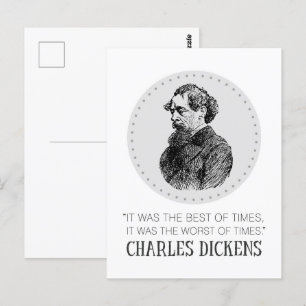 Charles Dickens Portrait en Quote Briefkaart