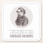 Charles Dickens Portrait en Quote Kartonnen Onderzetters (Voorkant)