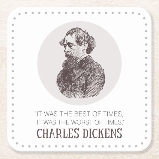 Charles Dickens Portrait en Quote Kartonnen Onderzetters (Voorkant)