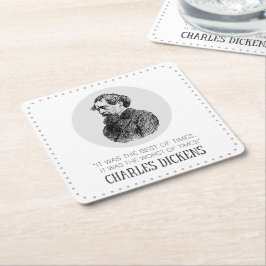 Charles Dickens Portrait en Quote Kartonnen Onderzetters