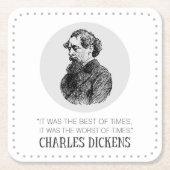 Charles Dickens Portrait en Quote Kartonnen Onderzetters (Voorkant)