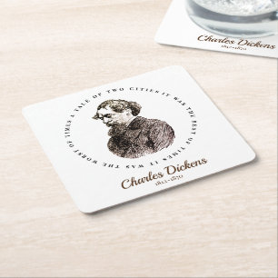 Charles Dickens Portrait en Quote Kartonnen Onderzetters