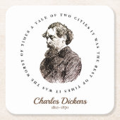 Charles Dickens Portrait en Quote Kartonnen Onderzetters (Voorkant)