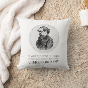 Charles Dickens Portrait en Quote Kussen