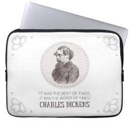 Charles Dickens Portrait en Quote Laptop Sleeve