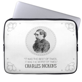 Charles Dickens Portrait en Quote Laptop Sleeve
