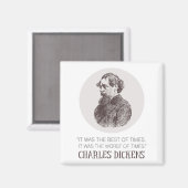 Charles Dickens Portrait en Quote Magneet (Voorkant / Achterkant)