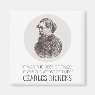 Charles Dickens Portrait en Quote Magneet