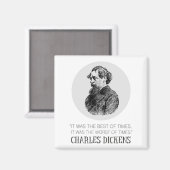 Charles Dickens Portrait en Quote Magneet (Voorkant / Achterkant)