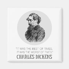 Charles Dickens Portrait en Quote Magneet