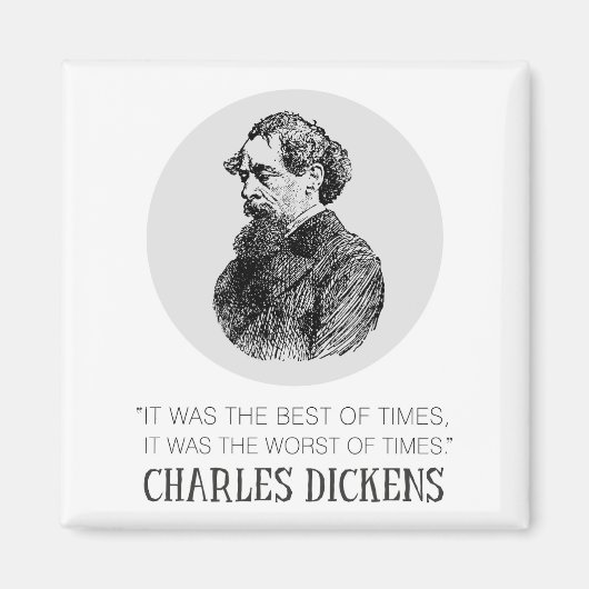 Charles Dickens Portrait en Quote Magneet (Voorkant)